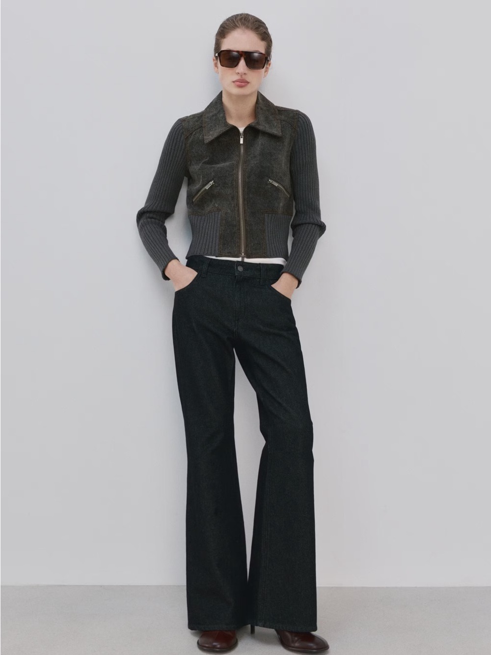 NWT (size M) Mango KNITTED JACKET WITH COMBINED FABRICS - Picture 2 of 12